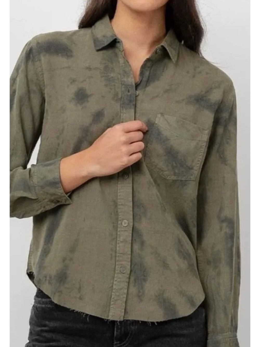 Rails Olive Tie-Dye Button-Down Shirt
